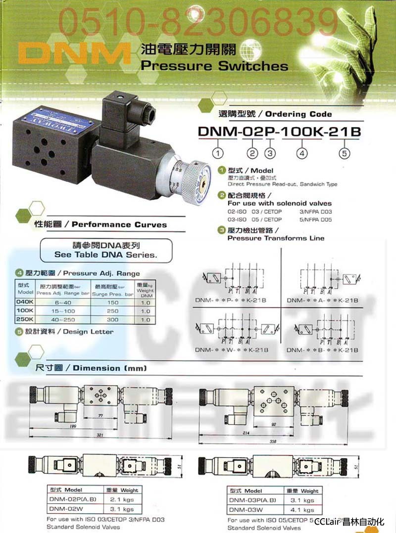 TWOWAY 油電壓力開關 DNM-02A-100K-21B DNM-03P-100K-21B DNM-02A-250K-06i