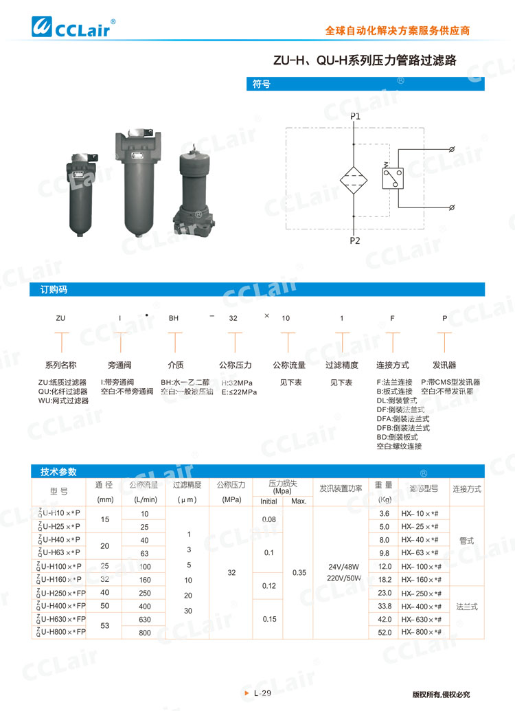 ZU-H、QU-H系列壓力管路過濾器-1